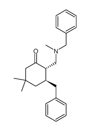 (2S,3R)-3-Benzyl-2-[(benzyl-methyl-amino)-methyl]-5,5-dimethyl-cyclohexanone结构式