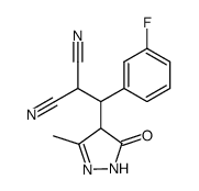 2-[(3-Fluoro-phenyl)-(3-methyl-5-oxo-4,5-dihydro-1H-pyrazol-4-yl)-methyl]-malononitrile结构式