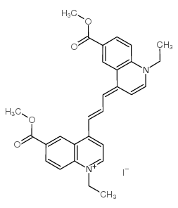 1-ethyl-4-((e)-3-[1-ethyl-6-(methoxycarbonyl)-4(1h)-quinolinylidene]-1-propenyl)-6-(methoxycarbonyl)quinolinium iodide Structure