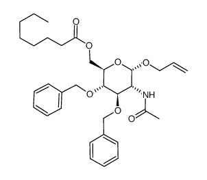 allyl 2-acetamido-3,4-di-O-benzyl-2-deoxy-6-O-octanoyl-α-D-glucopyranoside结构式