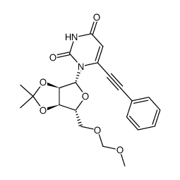 2',3'-O-isopropylidene-5'-O-methoxymethyl-6-<2-(phenyl)ethynyl>uridine Structure