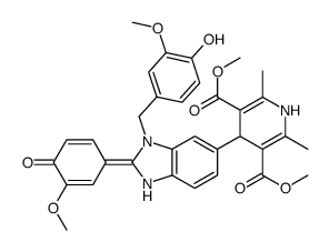 dimethyl 4-[(2E)-3-[(4-hydroxy-3-methoxyphenyl)methyl]-2-(3-methoxy-4-oxocyclohexa-2,5-dien-1-ylidene)-1H-benzimidazol-5-yl]-2,6-dimethyl-1,4-dihydropyridine-3,5-dicarboxylate Structure