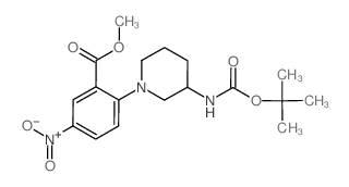 methyl 2-[3-[(2-methylpropan-2-yl)oxycarbonylamino]piperidin-1-yl]-5-nitrobenzoate结构式