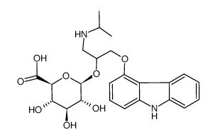 R-(+)-1-(carbazol-4-yloxy)-3-isopropylaminoprop-2-yl-β-D-glucopyranosyduronic acid Structure