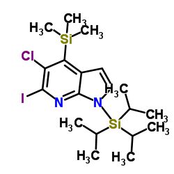 5-Chloro-6-iodo-1-(triisopropylsilyl)-4-(trimethylsilyl)-1H-pyrrolo[2,3-b]pyridine结构式