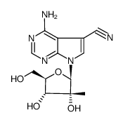 4-Amino-7-(2-C-methyl-beta-D-ribofuranosyl)-7H-pyrrolo[2,3-d]pyrimidine-5-carbonitrile结构式