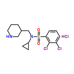 2,3-Dichloro-N-cyclopropyl-N-(3-piperidinylmethyl)benzenesulfonamide hydrochloride (1:1)结构式