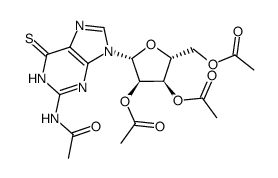 N2-acetyl-6-thio-9-(2,3,5-tri-O-acetyl-β-D-ribofuranosyl)guanidine Structure