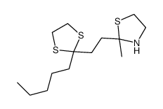 2-methyl-2-[2-(2-pentyl-1,3-dithiolan-2-yl)ethyl]-1,3-thiazolidine结构式