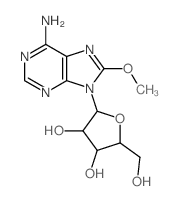 2-(6-amino-8-methoxy-purin-9-yl)-5-(hydroxymethyl)oxolane-3,4-diol结构式
