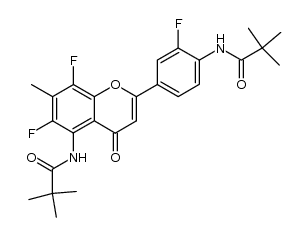 6,8-difluoro-2-(3-fluoro-4-pivaloylaminophenyl)-7-methyl-5-pivaloylamino-4H-1-benzopyran-4-one结构式
