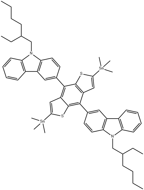 3,3'-(2,6-双三甲基锡基苯并[1,2-b:4,5-b']二噻吩-4,8-二基)双(9-(2-乙基己基)-9H-咔唑图片