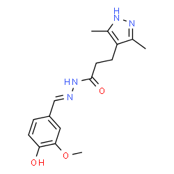 (E)-3-(3,5-dimethyl-1H-pyrazol-4-yl)-N-(4-hydroxy-3-methoxybenzylidene)propanehydrazide Structure