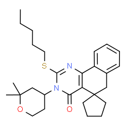 3-(2,2-dimethyltetrahydro-2H-pyran-4-yl)-2-(pentylsulfanyl)-5,6-dihydrospiro(benzo[h]quinazoline-5,1'-cyclopentane)-4(3H)-one Structure