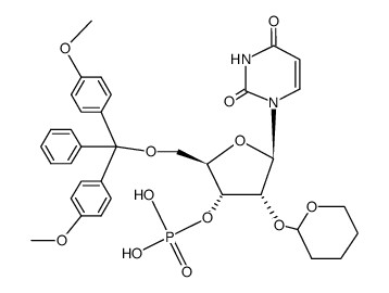 O5'-(4,4'-dimethoxy-trityl)-O2'-tetrahydropyran-2-yl-[3']uridylic acid结构式