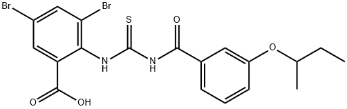 3,5-dibromo-2-[[[[3-(1-methylpropoxy)benzoyl]amino]thioxomethyl]amino]-benzoic acid picture
