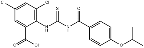 3,5-dichloro-2-[[[[4-(1-methylethoxy)benzoyl]amino]thioxomethyl]amino]-benzoic acid structure