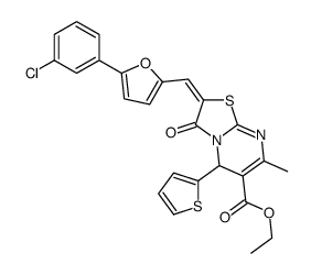 ethyl (2E)-2-[[5-(3-chlorophenyl)furan-2-yl]methylidene]-7-methyl-3-oxo-5-thiophen-2-yl-5H-[1,3]thiazolo[3,2-a]pyrimidine-6-carboxylate Structure
