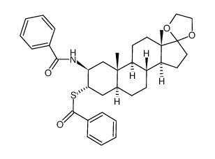 2β-benzamido-3α-mercapto-5α-androstan-17-one ethylene acetal 3-benzoate Structure