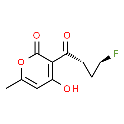 2H-Pyran-2-one, 3-[[(1R,2S)-2-fluorocyclopropyl]carbonyl]-4-hydroxy-6-methyl-, rel- (9CI)结构式