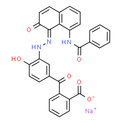 sodium 2-[3-[[8-(benzoylamino)-2-hydroxy-1-naphthyl]azo]-4-hydroxybenzoyl]benzoate structure