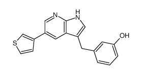 3-(5-噻吩-3-基-1H-吡咯并[2,3-b]吡啶-3-甲基)-苯酚结构式