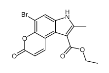 5-bromo-1-carbethoxy-3,7-dihydro-2-methylpyrano<3,2-e>indol-7-one结构式