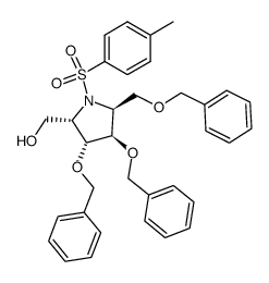 (2S,3R,4R,5S)-3,4-bis-(benzyloxy)-5-(benzyloxymethyl)-2-(hydroxymethyl)-N-(p-toluenesulfonamido)pyrrolidine结构式