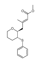 (E)-3-Methyl-4-((2S,3R)-3-phenylsulfanyl-tetrahydro-pyran-2-yl)-but-2-enoic acid methyl ester结构式