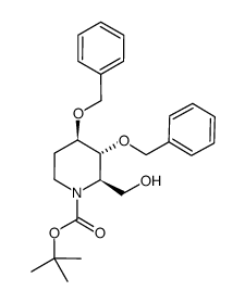 (2R,3R,4R)-(N-tert-butoxycarbonyl-3,4-dibenzyloxy-2-piperidinyl)methanol结构式