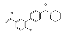 4-fluoro-3-[4-(piperidine-1-carbonyl)phenyl]benzoic acid结构式