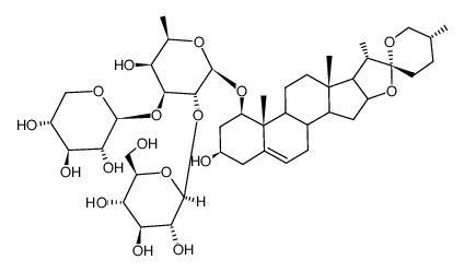 ruscogenin 1-O-(β-D-glucopyranosyl(1->2))(β-D-xylopyranosyl(1->3))-β-D-fucopyranoside结构式