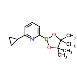 2-Cyclopropyl-6-(4,4,5,5-tetramethyl-1,3,2-dioxaborolan-2-yl)pyridine结构式
