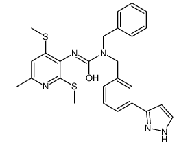 1-benzyl-3-[6-methyl-2,4-bis(methylsulfanyl)pyridin-3-yl]-1-[[3-(1H-pyrazol-5-yl)phenyl]methyl]urea结构式