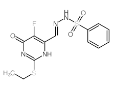 Benzenesulfonic acid,2-[[2-(ethylthio)-5-fluoro-1,6-dihydro-6-oxo-4-pyrimidinyl]methylene]hydrazide Structure