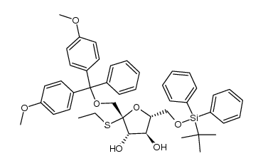 ethyl 6-O-tert-butyldiphenylsilyl-1-O-(4,4'-dimethoxytriphenyl)methyl-2-thio-β-D-fructofuranoside Structure