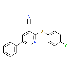 3-[(4-Chlorophenyl)sulfanyl]-6-phenyl-4-pyridazinecarbonitrile结构式