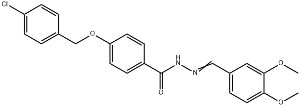 4-((4-chlorobenzyl)oxy)-n'-(3,4-dimethoxybenzylidene)benzohydrazide结构式