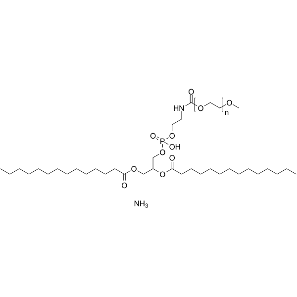 1,2-dioleoyl-sn-glycero-3-phosphoethanolaMine-N-[Methoxy(polyethylene glycol)-350] (aMMoniuM salt) Structure