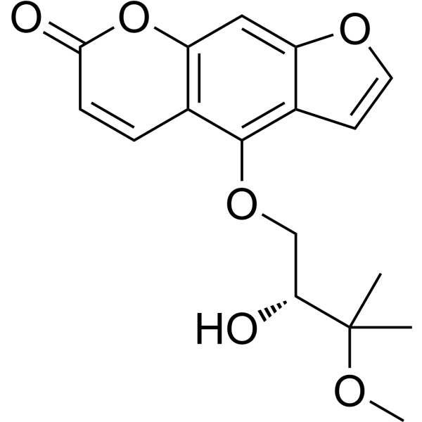 (+)-4-[(R)-2-Hydroxy-3-methoxy-3-methylbutoxy]-7H-furo[3,2-g][1]benzopyran-7-one结构式
