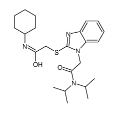 1H-Benzimidazole-1-acetamide,2-[[2-(cyclohexylamino)-2-oxoethyl]thio]-N,N-bis(1-methylethyl)-(9CI)结构式