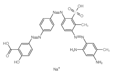 Benzoic acid,5-[2-[4-[2-[4-[2-(2,4-diamino-5-methylphenyl)diazenyl]-3-methyl-2-sulfophenyl]diazenyl]phenyl]diazenyl]-2-hydroxy-,sodium salt (1:2) Structure