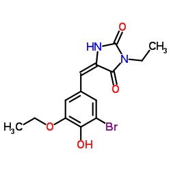 (5E)-5-(3-Bromo-5-ethoxy-4-hydroxybenzylidene)-3-ethyl-2,4-imidazolidinedione结构式