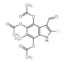 1H-Indole-3-carboxaldehyde,4,5,7-tris(acetyloxy)-2-chloro-6-methyl-结构式