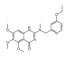 2-[(4-ethoxy-pyridin-2-ylmethyl)-methyl-amino]-5,6,7-trimethoxy-1H-quinazolin-4-one结构式