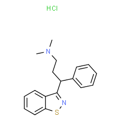 N,N-dimethylamino-3-phenyl-3-(1,2-benzisothiazol-3-yl)propylamine structure