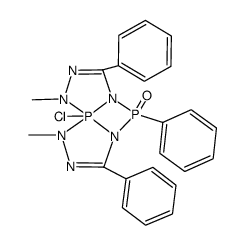 10-Chlor-9,10-dihydro-1,9-dimethyl-3,5,7-triphenyl-1H-1,3,2λ5,4-diazadiphospheto(2,1-c:2,3-c')bis(1,2,4,3λ5-triazaphosphol)-5-oxid结构式