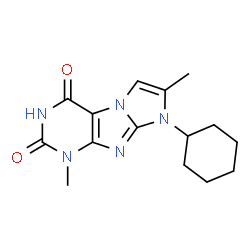 1-Cyclohexyl-2,7-dimethyl-1H,7H-1,3a,5,7,8-pentaaza-cyclopenta[a]indene-4,6-dione Structure