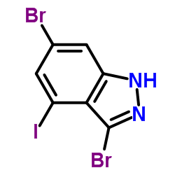 3,6-Dibromo-4-iodo-1H-indazole结构式