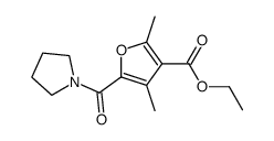 (3,5-dimethyl-4-ethoxycarbonyl-2-furanylcarbonyl)pyrrolidine结构式